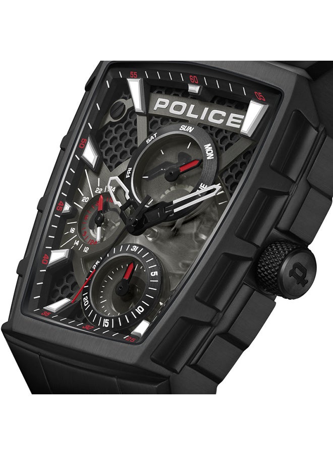 POLICE Men Tough Gear Black Dial Red Silicone Strap Gents Chronograph Watch With Stainless Steel Case - Image 4