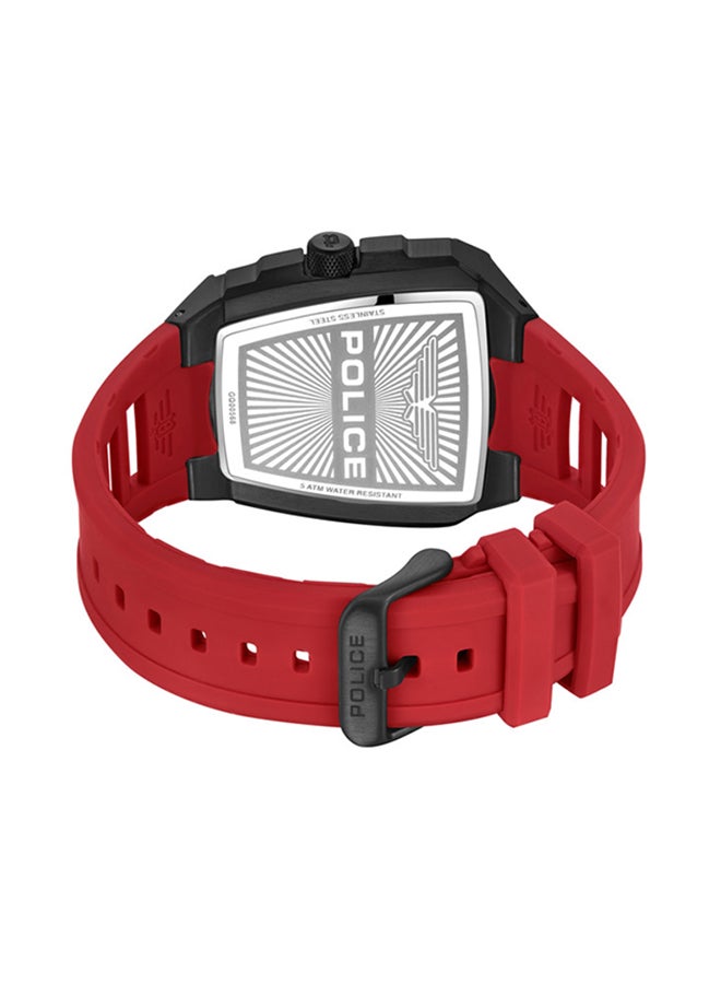 POLICE Men Tough Gear Black Dial Red Silicone Strap Gents Chronograph Watch With Stainless Steel Case - Image 3