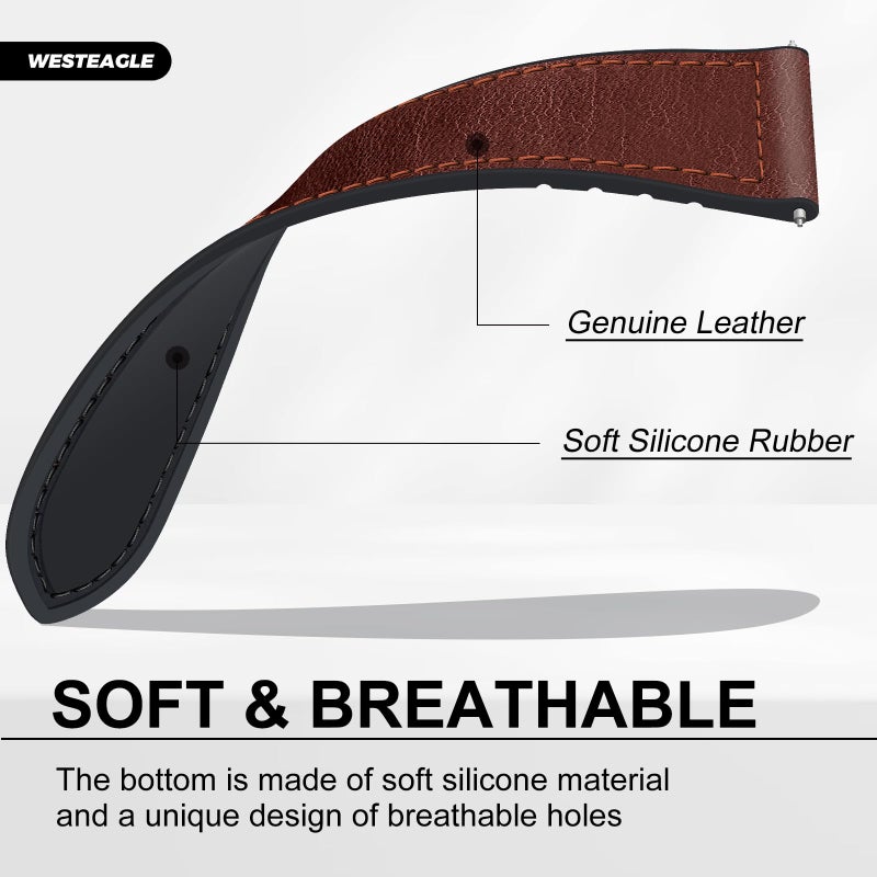WestEagle Magnetic Leather Band Compatible with Samsung Galaxy Watch 3 45mm/Galaxy Watch 46mm Bands/Gear S3 Frontier, Quick Release 22mm Strap Replacement Wristband for Men Women - Image 4