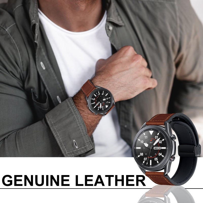 WestEagle Magnetic Leather Band Compatible with Samsung Galaxy Watch 3 45mm/Galaxy Watch 46mm Bands/Gear S3 Frontier, Quick Release 22mm Strap Replacement Wristband for Men Women - Image 2