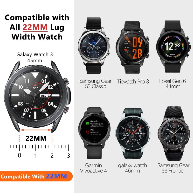 WestEagle Magnetic Leather Band Compatible with Samsung Galaxy Watch 3 45mm/Galaxy Watch 46mm Bands/Gear S3 Frontier, Quick Release 22mm Strap Replacement Wristband for Men Women - Image 5