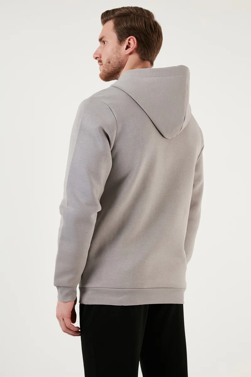 Buratti Kangaroo Pocket Zippered Hooded Collar Slim Fit Men's Sweat 575707
