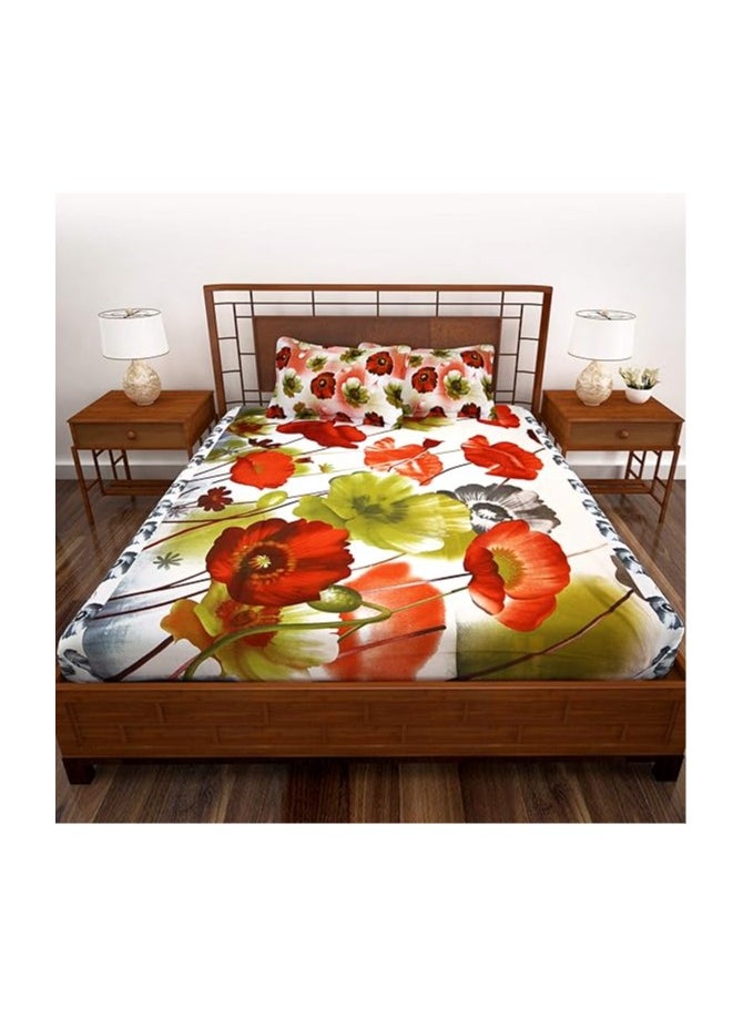 Story at Home Story at Home 186 TC Single Bedsheet with 1 Pillow Cover, White/Green, 235 x 270 cm, FE1508  - Image 2