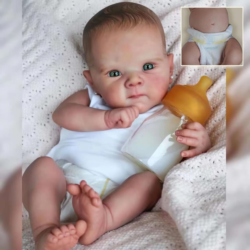 TERABITHIA Realistic Reborn Preemie Baby Dolls 18Inches Vinyl Full Body Anatomically Correct Lifelike Newborn Baby Dolls Green Eyes Collectible Art Doll for Girls Safe for Kids Age 3 - Image 2