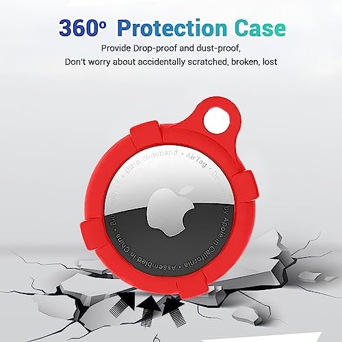 KACA Silicone Case Compatible with Apple AirTag - Full Protection, Keychain Included, Slim and Simple Design, Premium Food Grade Silicone, Scratch-Free, Safe for Kids and Pets [Red] - Image 4