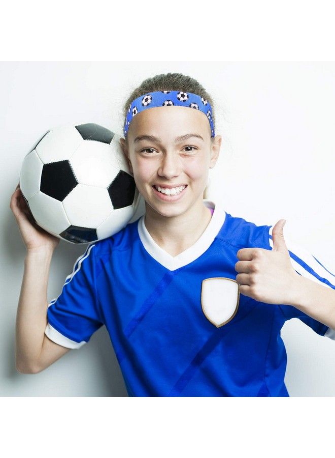 Satinior 4 Pieces Nonslip Soccer Headband Adjustable Football Hairband For Girl Sport (Black Blue Rose Red Light Blue) - Image 5