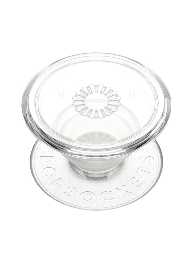 POPSOCKETS PopGrip Standard | Gel Phone Grip & KickStand, Removable Reusable Washable, Works with Smooth Hard Plastic Case, Easy Remove Top for Wireless Charging - Clear