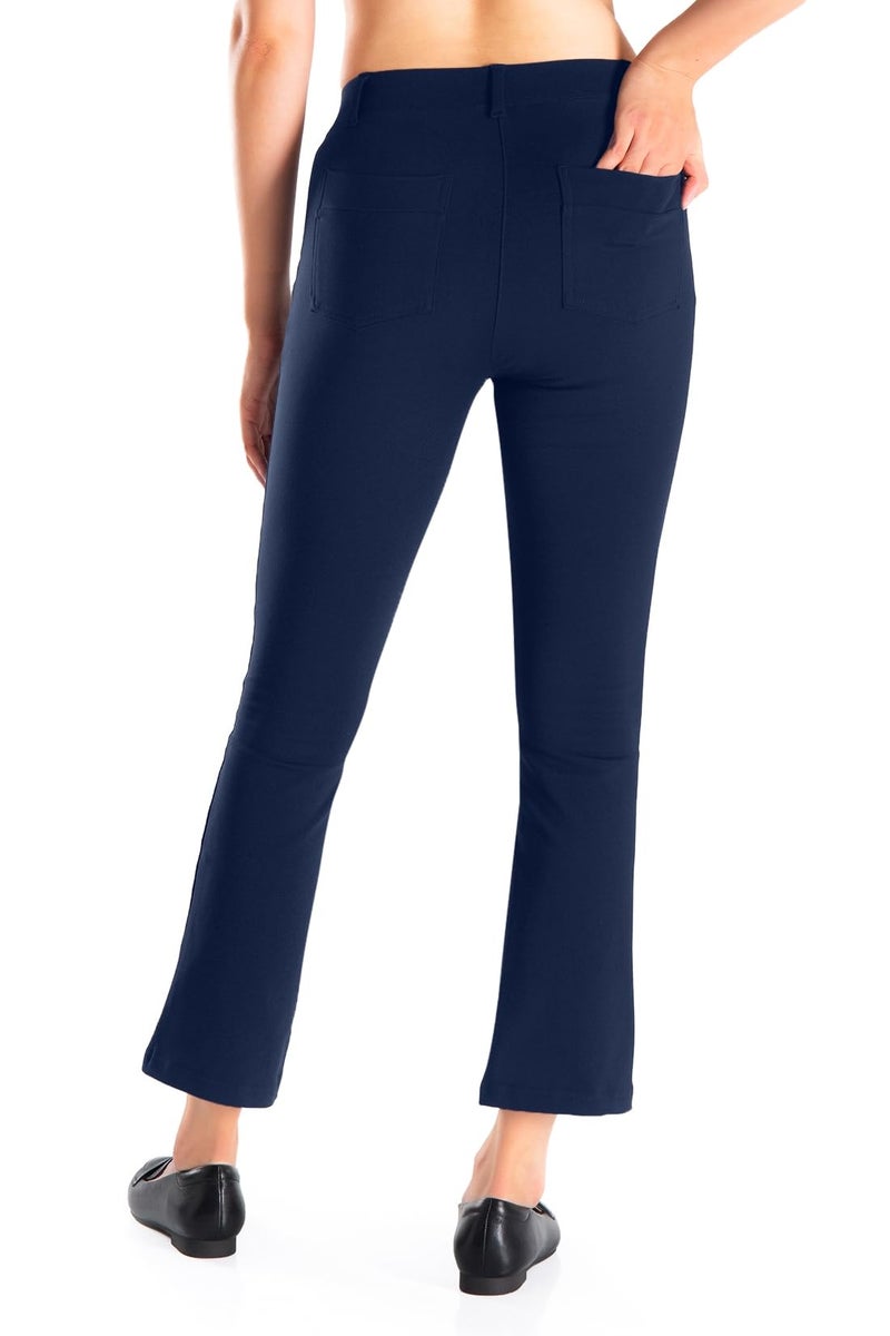 Yogipace,Belt Loops,Women's Flare Cropped Dress Yoga Pants Capris Stretchy Work Ankle Pant,23",Navy,Size M - Image 4