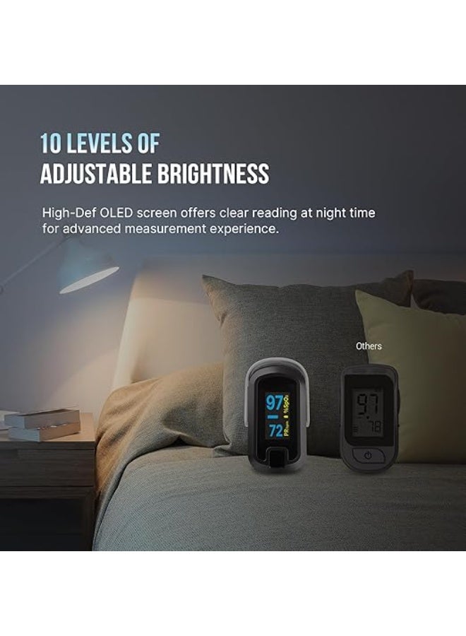جهاز قياس الأكسجين في الدم ونبض القلب – شاشة OLED واضحة – دقيق وسهل الاستخدام في المنزل أو أثناء السفر - Image 4