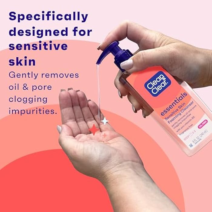 Clean & Clear Essentials Oil-Free Foaming Facial Cleanser, Daily Face Wash with Pro-Vitamin B5 Gently Removes Oil & Pore Clogging Impurities Without Drying Skin, Fragrance-Free, 8 fl. oz - Image 2