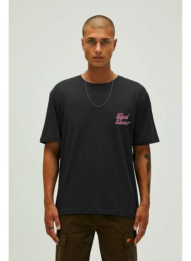 Bad Bear Bad Pink Men's Black T-Shirt.