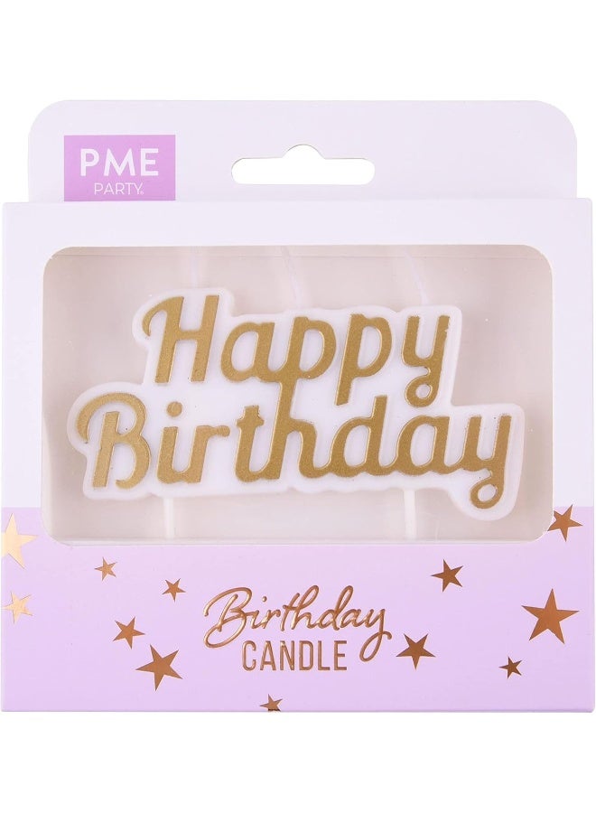 PME Happy Birthday Candle - Gold - Image 1