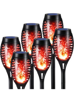 SYOSI 6-Pieces Solar Torch Lights With Flickering Flame Fire Effect Garden Light Auto On OR Off Dust To Dawn Outdoor Waterproof Landscape Decoration Solar Powered Security Torch Light  - Image 1