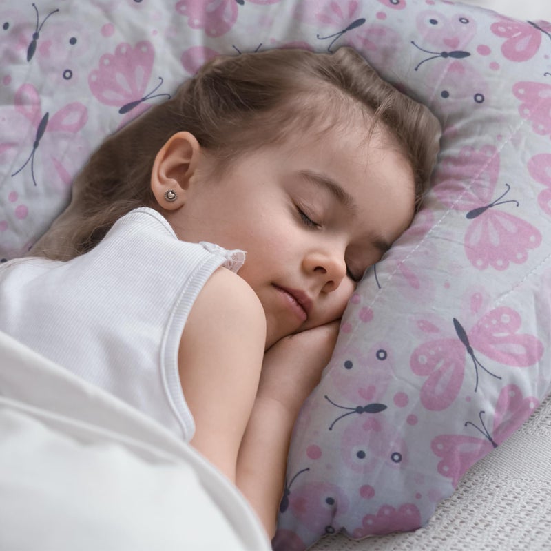 KRADYL KROFT Toddler Pillow with 100% Cotton Removable Cover - 20 X 15 Inches | Children Pillows | Baby Pillows - Pink Butterfly - Image 2