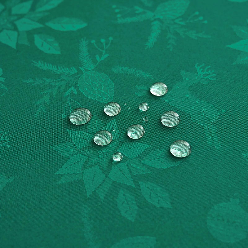 EFFICINATURE كفاءة جولة المائدة المائدة 70 بوصة سوداء مائدة أخضر الملابس مقاومة للماء مجعد القابلة للغسل أوراق خالية - Image 4