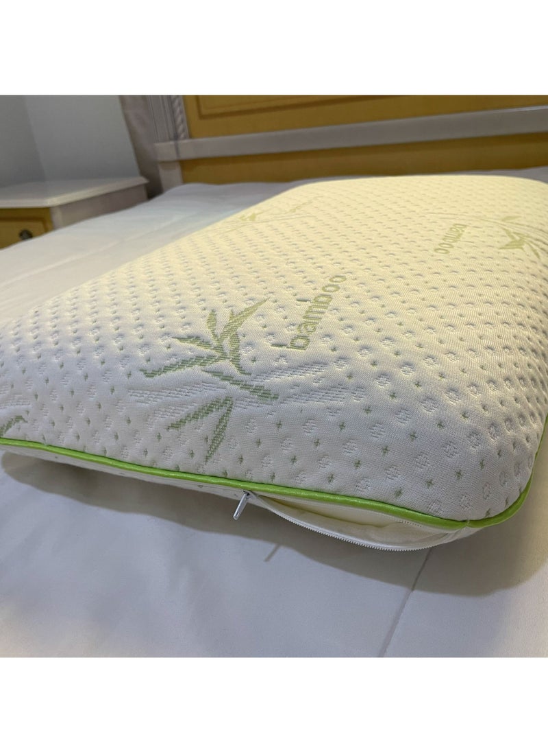 MAXQON - Bamboo Memory Foam Pillow With Removable Bamboo Rayon Cover - Hypoallergenic & Breathable- 60x40x13cm - Image 1
