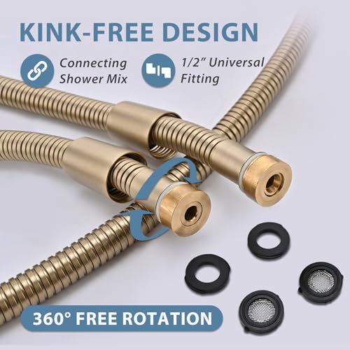 JASYA Gold Shower Hose Extra Long 69 Inches 304 Stainless Steel Handheld Shower Head Hoses Anti Winding Interface Flexible Rv Shower Hoses Replacement For Cleaning Pet 1 Pcs - Image 2