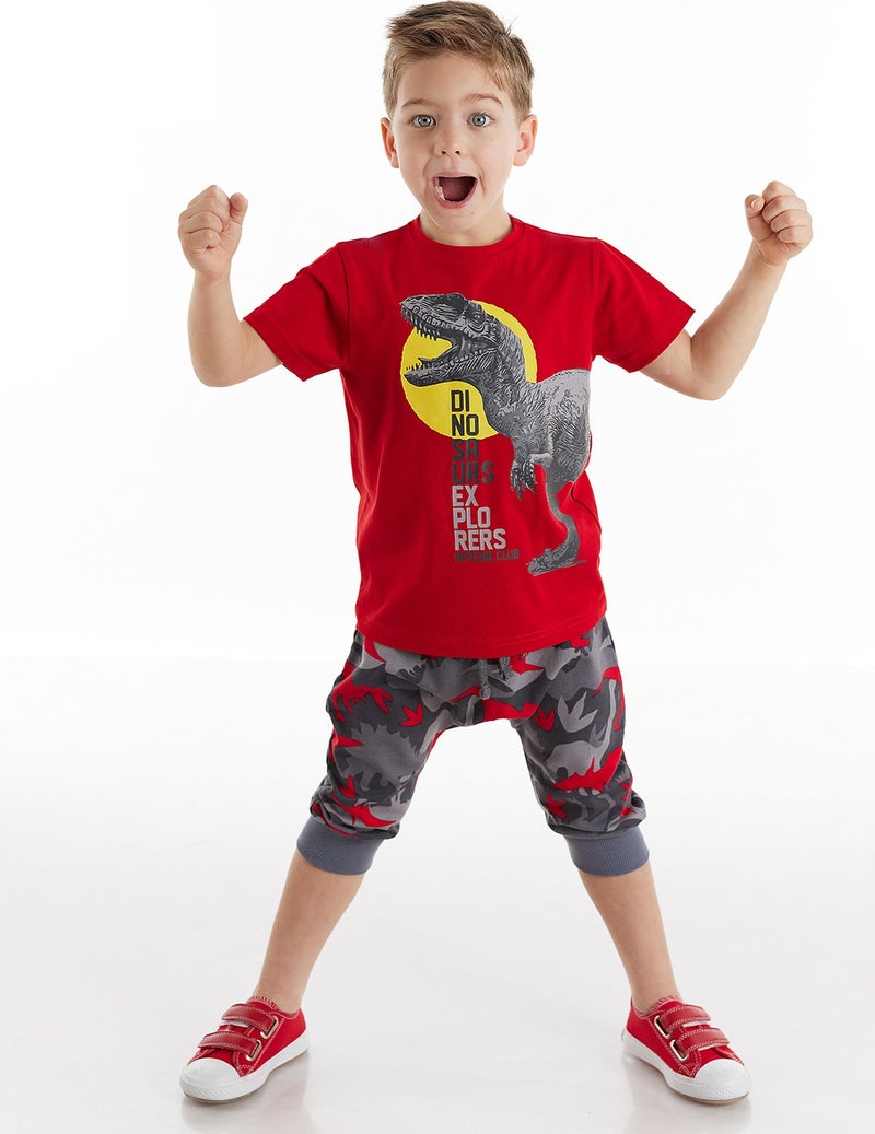 Denokids Dino Camouflage Boy T-shirt Capri Shorts Set 