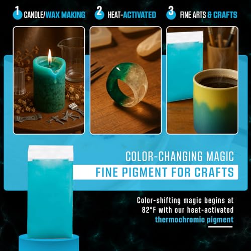 Art 'N Glow Thermochromic Pigment Color Changing Powder - 20 Grams - Heat Sensitive Great for Art - DIY Crafts - Art Projects & Party Decorations - 10+ Colors Available - (Blue) - Image 4