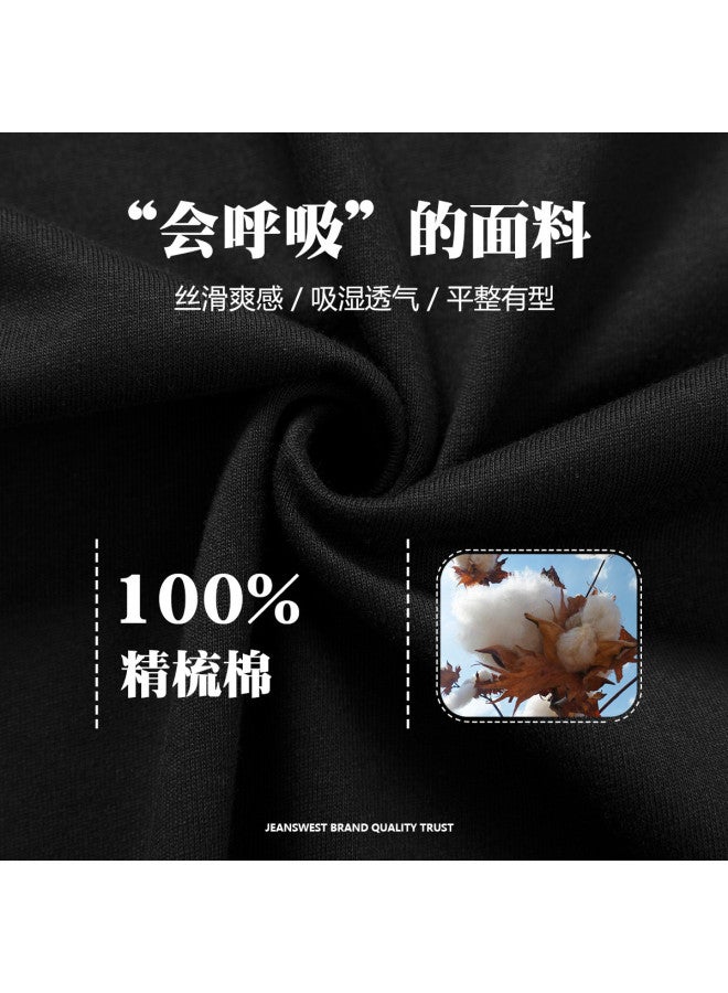 Jeanswest 100% Cotton Breathable Men's Short Sleeve Comfortable Thin Casual T-shirt Versatile Loose Fit Men's Top Relaxed Half-sleeve Shirt - Image 5
