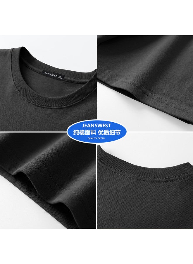 Jeanswest 100% Cotton Breathable Men's Short Sleeve Comfortable Thin Casual T-shirt Versatile Loose Fit Men's Top Relaxed Half-sleeve Shirt - Image 4