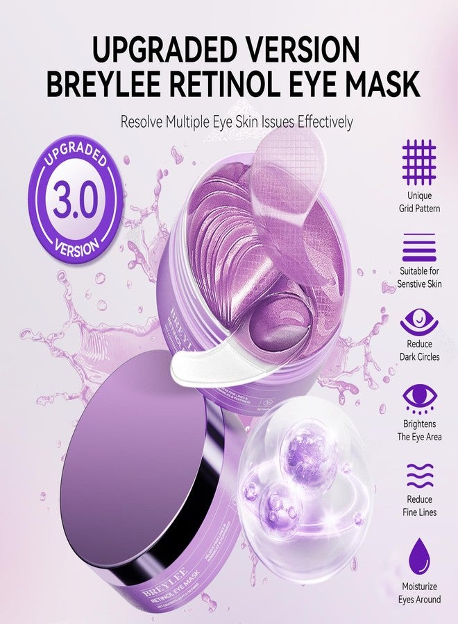 BREYLEE Retinol Eye Mask Under Eye Patches with Retinol, Collagen & Hyaluronic Acid, Reduce Puffy Eyes, Dark Circles, Wrinkles & Fine Lines, Anti-Aging Smoothing Skin Care for Women & Men - 60 Pcs - Image 2