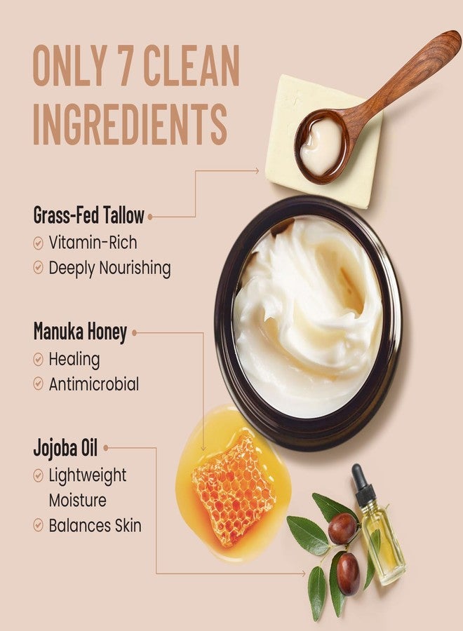 Body Restore Grass Fed Whipped Beef Tallow for Skin, Face, Body, Dry Skin - with Manuka Honey, Jojoba Oil, Birthday Gifts for Women, Men, Travel Essentials, Self Care - Unscented - Image 2