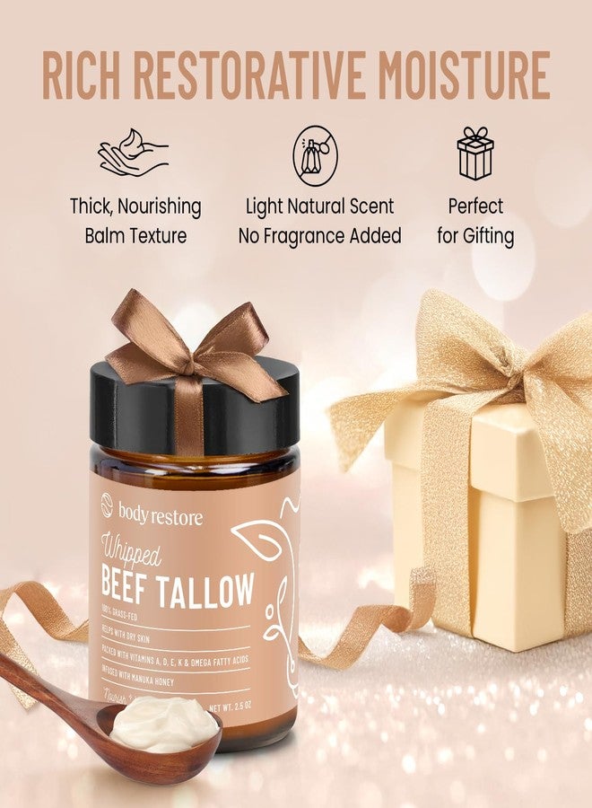 Body Restore Grass Fed Whipped Beef Tallow for Skin, Face, Body, Dry Skin - with Manuka Honey, Jojoba Oil, Birthday Gifts for Women, Men, Travel Essentials, Self Care - Unscented - Image 5