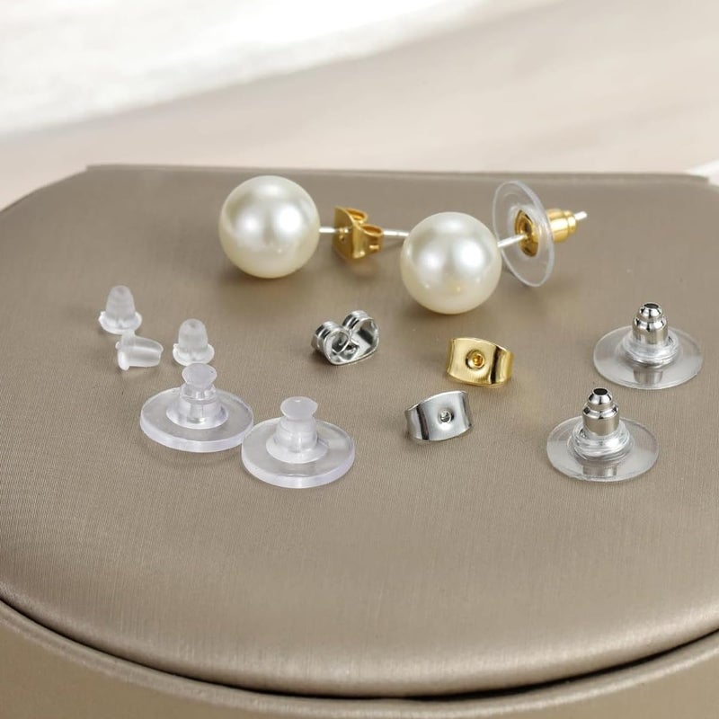 M'AYCREATE ® 500pcs Earring Backs & Stoppers, 7 Styles, Metal & Silicone Support Kit, Assorted Earbacks for Hoop & Drop Earrings - Image 5