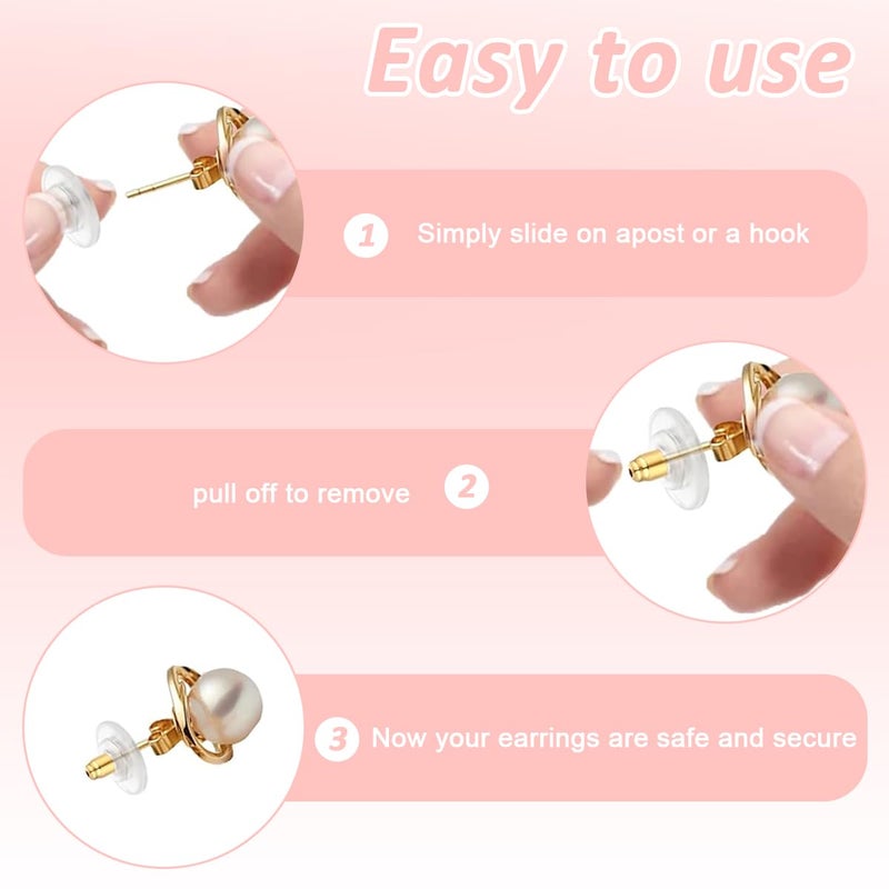 M'AYCREATE ® 500pcs Earring Backs & Stoppers, 7 Styles, Metal & Silicone Support Kit, Assorted Earbacks for Hoop & Drop Earrings - Image 3