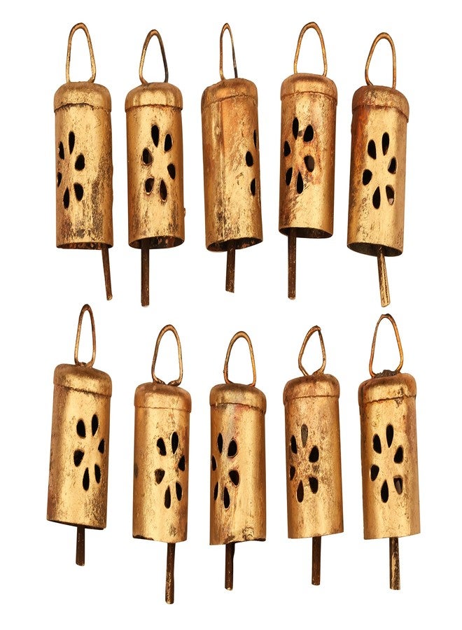 Vivanta 10 Pcs Vintage Hanging Bells - Small Christmas Bells for Decoration, Rustic Gold Jingle Bells for Craft, Farmhouse Bell Ornaments, Witch & Cow Bells for Home Decor, Wind Chime, Door Knob, Wall Decor - Image 1