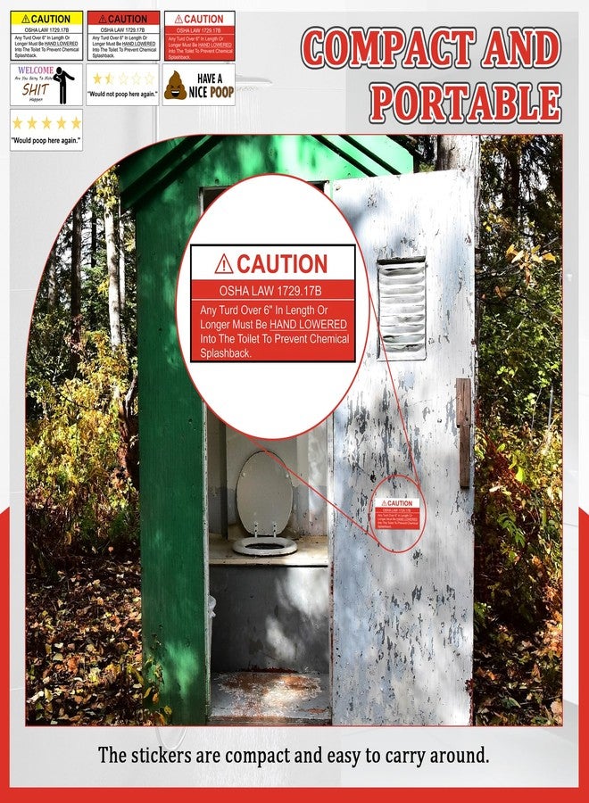 Lerheedi 100 Pcs Funny Toilet Stickers Gag OSHA Law Stickers Funny Caution Labels Gifts for Adults Portable and Public Toilet Restroom - Image 5