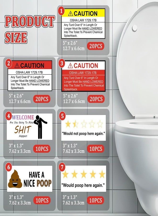Lerheedi 100 Pcs Funny Toilet Stickers Gag OSHA Law Stickers Funny Caution Labels Gifts for Adults Portable and Public Toilet Restroom - Image 2