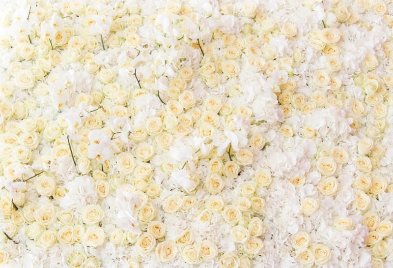 AOFOTO 8x6ft White Yellow Rose Flower Backdrop Wedding Bridal Shower Mothers Day Theme Romantic Floral Wall Photography Background Girls Women Pregnancy Photos Baby Shower Birthday Party Decoration