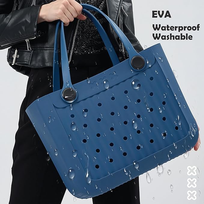 Being One Waterproof EVA Beach Tote Bag, Large Washable Rubber Travel Handbags for Sports Travel Outdoor Anti-Tip Bag Gift for Women Outdoor Tote Bag Open Handbag for Beach Boat Pool Work Sports - Image 2