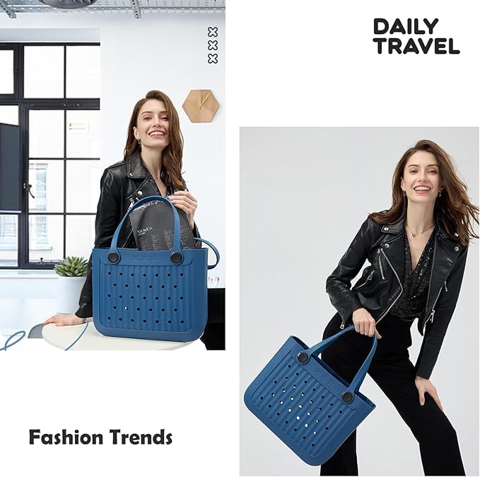 Being One Waterproof EVA Beach Tote Bag, Large Washable Rubber Travel Handbags for Sports Travel Outdoor Anti-Tip Bag Gift for Women Outdoor Tote Bag Open Handbag for Beach Boat Pool Work Sports - Image 5