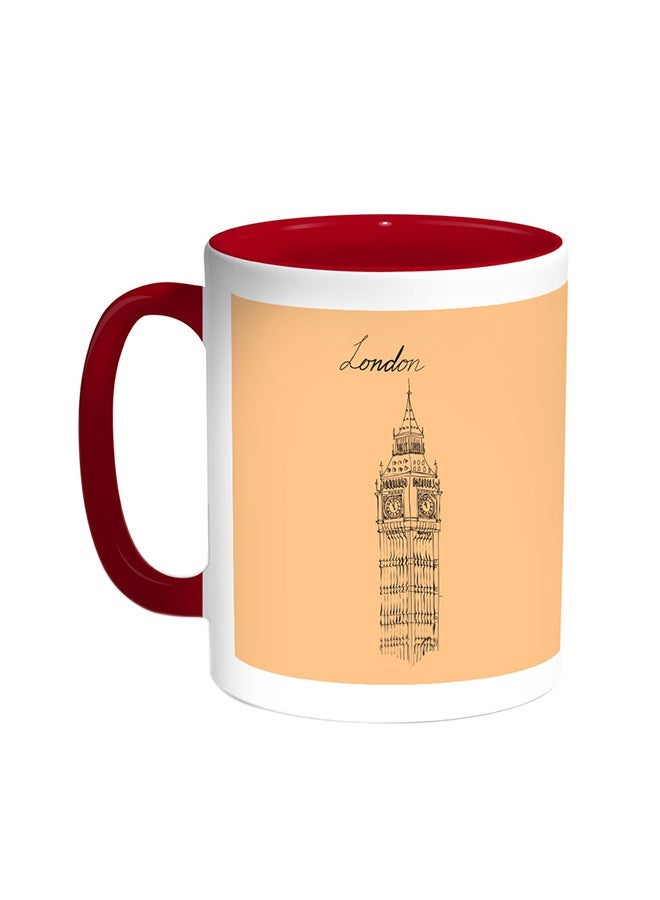 RYN Landmarks - Big Ben Clock Printed Coffee Mug Red/White 11ounce