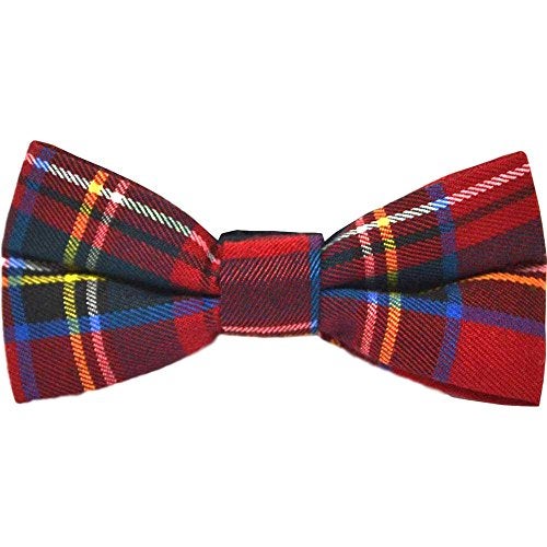 King & Priory Traditional Red Tartan Check Bow Tie, Plaid, Stewart Tartan, Scotland, Highland - Image 1