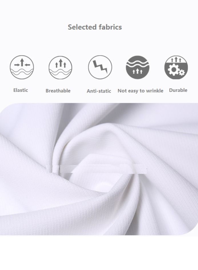 ميدنست معطف أبيض للمختبر بأكمام طويلة ملابس عمل للطبيب معطف ممرضة قابل للتمدد - Image 5