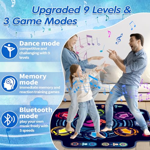 maysida Kids Electronic Dance Pad with 6Button Wireless Bluetooth Music Dance Game Mat with Builtin Music 9 Levels and 3 Modes Birthday Gifts Toys for Girls Ages 48 812 - Image 5
