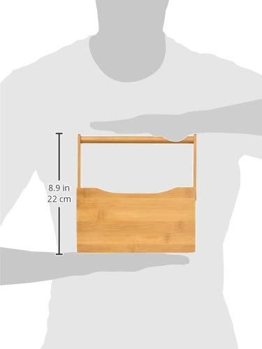 Cortesi Home Kira Natural Bamboo Cutlery Caddy Tabletop Holder with Handle and 4 Compartments - Image 3