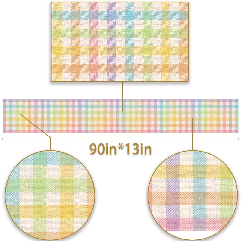 Pudodo Easter Buffalo Plaid Check Table Runner Spring Holiday Farmhouse Fireplace Kitchen Dining Room Home Party Decoration (13" x 90") - Image 2