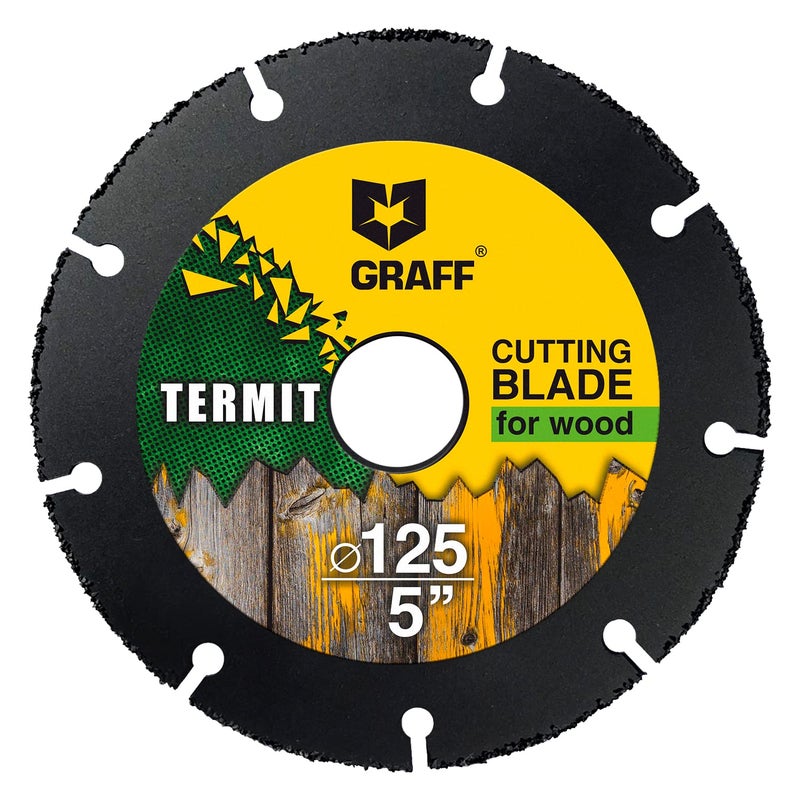 GRAFF 5 Inch Cut Off Wheel for Wood, Laminate, Plastic - Angle Grinder Wood Cutting Disc 5 Inch - Tungsten Carbide - GRAFF Termit 125 mm - Image 1