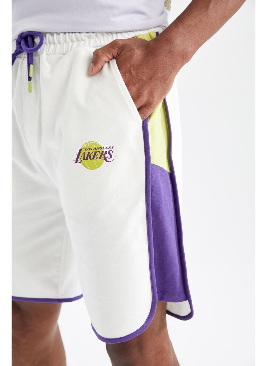 DeFacto - Man DeFactoFit Standard Fit NBA Los Angeles Lakers Licensed Shorts - Image 1