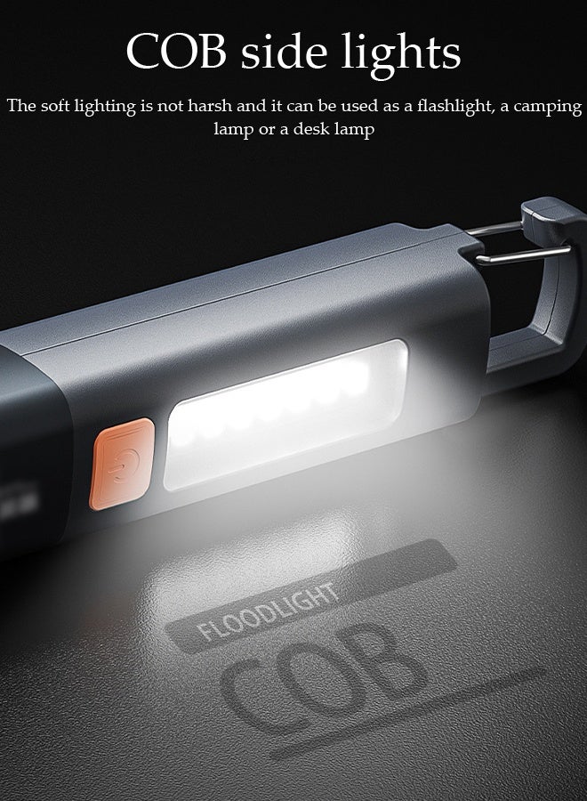 DUNISO Portable Flashlights Super Bright Adjustable Focus Torch Light with Side COB Flood Light 3 Lighting Modes Mini Camping Lantern with Carabiner Hook Rechargeable Waterproof Outdoors Pocket Flashlight for Power Cuts, Emergency, Camping, Hiking, Outdoor - Image 4