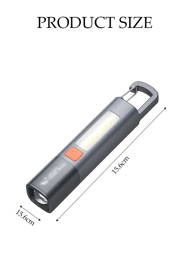 DUNISO Portable Flashlights Super Bright Adjustable Focus Torch Light with Side COB Flood Light 3 Lighting Modes Mini Camping Lantern with Carabiner Hook Rechargeable Waterproof Outdoors Pocket Flashlight for Power Cuts, Emergency, Camping, Hiking, Outdoor - Image 3