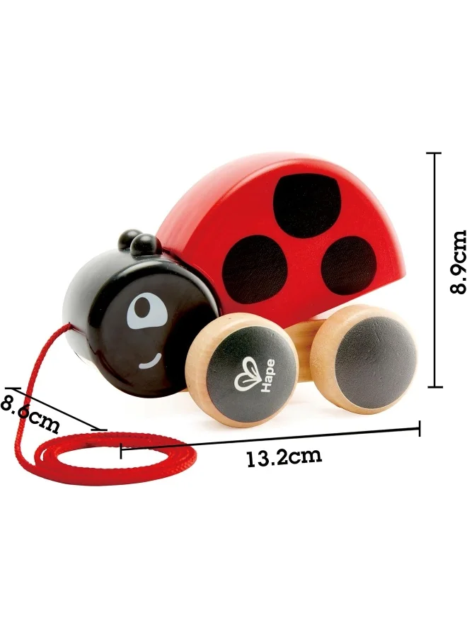 Hape Ladybug Pull-Along Toy For Toddlers | Wooden Push & Pull Animal Toy With Flapping Wings | Interactive Educational Toy For Motor Skills And Active Play | Bright, Durable Design, Ages 12+ Months 13.2 x 8.9 x 8.6cm