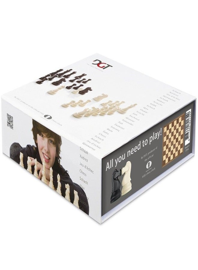 DGT Chess Starter Box Grey Chess Board and Pieces for Beginners, Students & Lessons | Durable Compact Storage Box for Home or Travel Play | Ages 3+ - Image 1