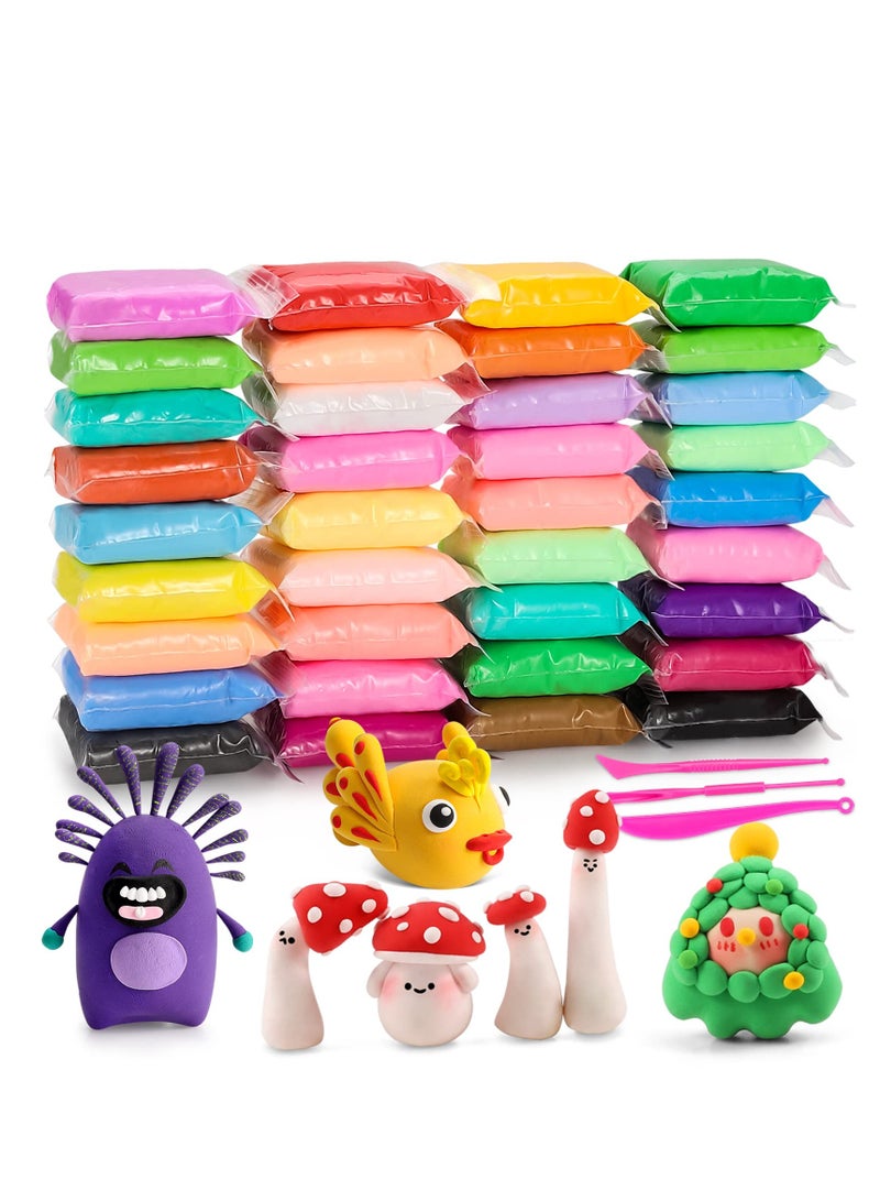 Air Dry Clay, 36 Colors Modeling Set with 3 Sculpting Tools, Magic Foam Clay for Kids and Adults, Gift for Boys and Girls  - Image 1