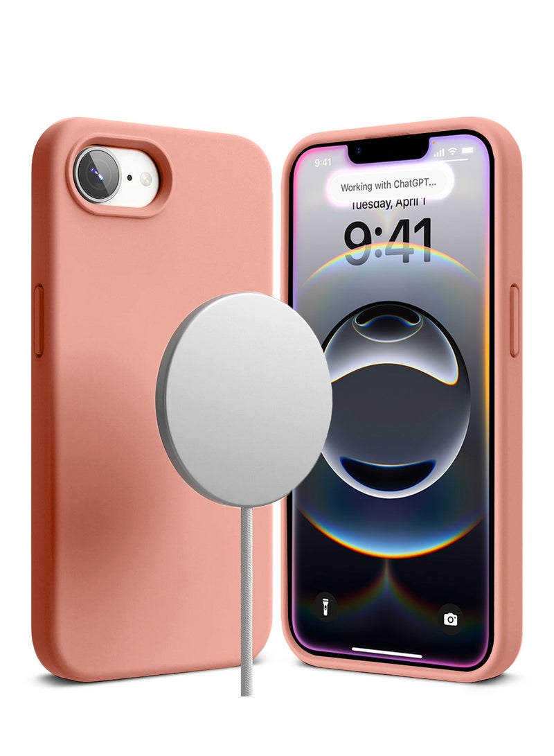 Wtech Apple iPhone 16e 5G 2025 Premium Soft Liquid Silicone Case Cover (MCRPSN) - Peach Pink  - Image 2